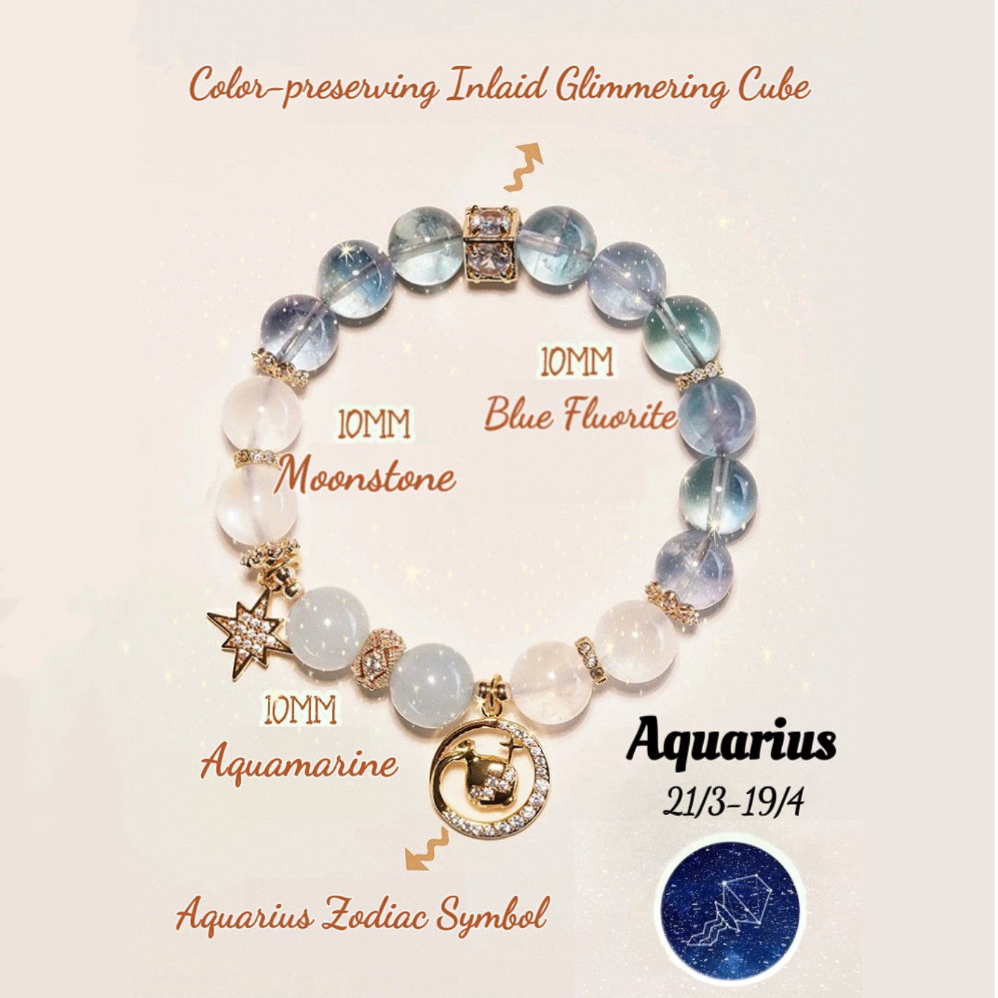 Natural Zodiac Crystal Bracelet [Scorpio (Oct 23 - Nov 21)]