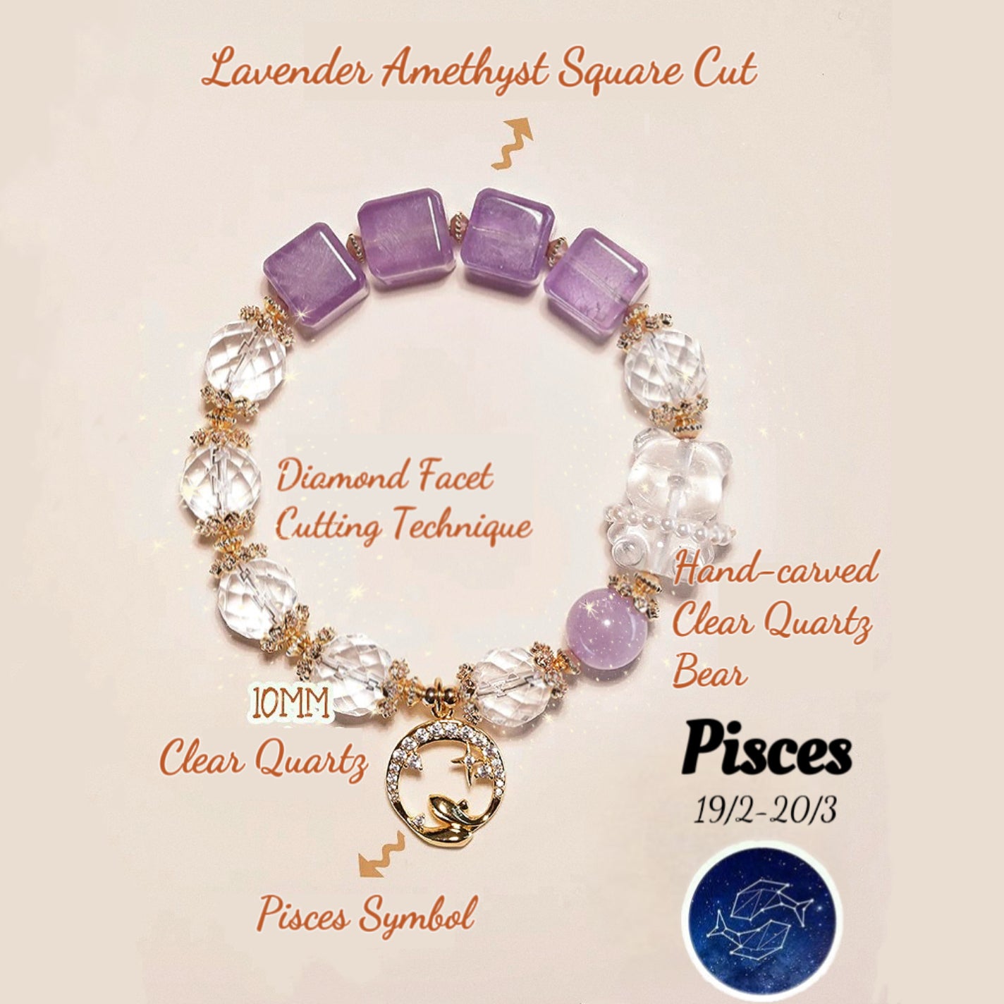 Natural Zodiac Crystal Bracelet (All Zodiac)