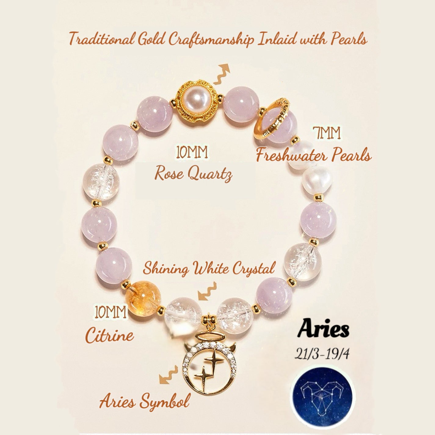 Natural Zodiac Crystal Bracelet [Scorpio (Oct 23 - Nov 21)]