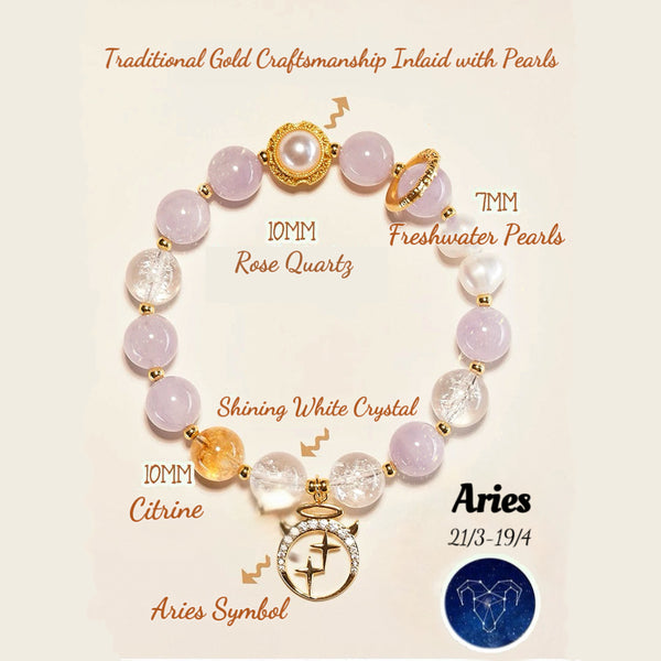 Natural Zodiac Crystal Bracelet [Aries (Mar 21 - Apr 19)]